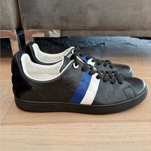 Louis Vuitton damier infini black front row low sneaker sz 11 LV 10 white blue